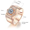 Solitaire Ring Trendy 1 Round Cut Diamond Mens Rings 100% 925 Sterling Silver Luxury Wedding Rose Gold Plated Jewelry 230609