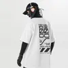 Herr t-skjortor män Techwear Loose T-shirt 2023 Summer Patchwork Design Tactical Male Hip Hop Streetwear Zippe Short Sleeve Shirt #3085