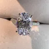 Fedi nuziali Anello di fidanzamento da donna ovale da 5 carati di lusso Zircone Grande diamante 925 Anello da sposa in argento sterling 925 Gioielli da sposa 230612