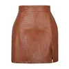 Skirts Sexy leather shorts solid color side split high waisted body summer skiing suitable for women in the office women's Jupe G220606