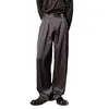 Мужские штаны 2023 Стрипная нога Мода Мужские мужские костюмы широкая тенденция атласная корейская уличная одежда винтажные брюки мужчины прямые черные белые
