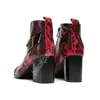 Botas masculinas artesanais de luxo vinho tinto salto alto de couro de 7 cm botas de tornozelo masculinas para festa e casamento, tamanho grande US 6-12