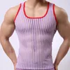 Mannen Tank Tops Zomer Mode Transparant See Through Mesh Patchwork Hemdje Heren 2023 Streetwear Partywear Sexy Nachtclub Vest