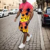 Survêtements pour hommes hommes tenue d'été plage à manches courtes imprimé chemise costume Hip Hop robe cravates pour ensemble tenues de retour