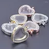 Naszyjniki wiszące 5pcs Heart Rhinestone Glass Glass pływające biżuteria ze stopu szklanego Making Relikwiary Po Kobiet Naszyjnik Biecid Naszyjnik