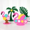 Party Decoration 2Pcs Hawaii Theme Decorations DIY Felt Flamingo Table Centerpiece Hawaiian Tropical Summer Wedding Birthday Supplies