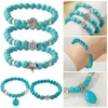 Charme Bracelets À La Mode Bohême Bleu Naturel Turquoises Pierre Perles Bracelets Pour Hommes Femmes Main Chaîne Vie Arbre Hibou Croix Mix Style Bijoux Cadeau Z0612