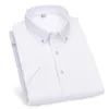 Chemises décontractées pour hommes d'été à manches courtes intelligentes pour hommes chemise élastique en fibre de bambou tendances de diamant coupe ajustée hauts formels Blouses Camisa