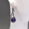 dangle earringsデリケートデリケートロングパープルビード