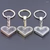 Keychains 5PCS Heart With Rhinestone Keychain For Women Glass Floating Charm Living Memory Locket DIY Medallion Po Key Chain Llaver