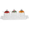 Dinnerware Sets 1 Set Of Spice Jars Seasoning Holder Flower Pattern Lid Condiment Transparent Dispenser