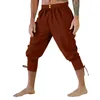 Herenbroek Piraatbroek Vikingkostuum voor mannen Capri Renaissance Middeleeuwse Trekkoord Bijgesneden broek Halloween Volwassen Cosplay