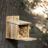 Cages Bird Feeder Removeable Part Large Capacity Easy Fill Wooden House Shaped Squirrel Feeder Box for Balcony Pet Products