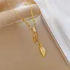 Pendanthalsband Fashion Delicate Tassel Double Leaf Necklace For Women Charm Copper Micro Paled Wedding Banket Jewelry Gift R230612