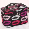 Cosmetic Bags 2023 Portable Girls Square Lip Print Pattern Bag Travel Makeup Essential Organizer Zipper Pouch Toiletry Kit