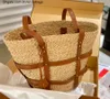 Bolsos de hombro Bolso de diseñador Laffite bolso de cesta de verduras hoja de palma y cuero de vaca tejido en el bolso de playa bolso ligero de gran capacidad