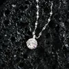 Kedjor Glänsande urval S925 Sterling Silver Two- Classic Four-Jaw Moissanite Diamond Necklace