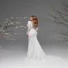 Sexy Mermaid Wedding Dresses High V-neck Long Sleeve Full Appliqued Lace Wedding Gown Illusion Sweep Train Custom Made Bridal Gown