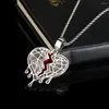 Pendentif Colliers Goutte Coeur Cassé Hip Hop CZ Pierre Pavé Bling Glacé Pour Hommes Rappeur