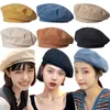 Berretti da donna in cotone invernale retrò francese flat top cappello da pittore militare autunno street girl berretto ottagonale G220612