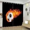 Curtain Boys Football Sports Theme Curtains For Kids Teens Burning Soccer Ball Pattern Decor Window Panels Competitive