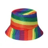 Rainbow Bucket Hat LGBT Pride Fisherman Cap Outdoor Bench Sun Protection Hat pour Unisexe Hommes Femmes i0612