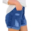 Kvinnors shorts hål denim heta byxor lockigt mode sommarknapp ficka shorts kvinnors gata klädnad avslappnad underkläder tätt korsett p230606