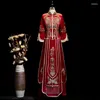 Etniska kläder xiuhe klänning brudens sommarbröllop kinesiska satin stor sväng toast