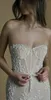 Liz Martinez Meerjungfrau Brautkleider Sexy trägerloses 3D-Blumen-Spitze-Applikationen Hochzeitskleid Sweep Zug Brautkleider Vestidos de Novia