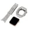 Full Diamond Armor Case Metal Butterfly Buckle Strap Band Link Bracciale Cinturini Cinturini Cinturino per Apple Watch Series 4 5 6 7 8 SE iWatch 44mm 45mm