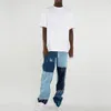 Jeans pour hommes Pantalons en denim pour hommes Casual Noir Bleu Skinny Slim Fit Patchwork Denim Pants Biker Hip Hop Jeans pour hommes avec un pantalon en denim ample 230612