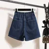 Saias Tamanho Grande Verão Cintura Alta Saia Jeans Evasê Shorts Feminino Solto Casual All-Match Jeans Elástico Sólido M-4XL