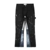 Heren Jeans Hip Hop Contrast Kleur Splice Gespikkelde Inkt Verf Micro Flared Jeans voor Mannen Rechte Baggy Y2K Denim Broek Oversized Cargos 230612