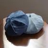 Berets 3D Vintage Cowboy Beret som visar små ansikte japansk enkel vikningslitteratur och konstmålare pumpa hatt G230612