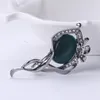 Broches Clássicos Jóias Flor Strass Para Mulheres Pino De Cristal Para Seios Elegante Corsage Pedra Verde Senhoras Ornamento Vestido De Noiva