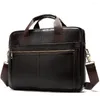 Briefcases 17inch Laptop Bag Men Leather Bags Men's Genuine Messenger For Document Computer