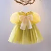 Mädchen Kleider Baby Mädchen Kleid 2023 Sommer Netz Rote Fee Kinder Große Schleife Lila Garn Kinder Kleidung R230612