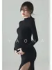 Maternity Dresses Black Pography Props Split Side Long Pregnancy Clothes Po Shoot For Pregnant Women Dress 2023