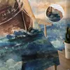 Gardinoljemålning stil pirat båt ren gardiner för vardagsrum sovrum kök tyll fönster voilgarn