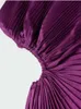 Casual Dresses Elegant Ruffled Purple Pleated Diagonal Collar Maxi Dresses For Women Backless Sleeveless Irregular Dress Lady Evening Vestidos Z0612