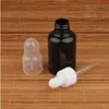 30 unids / lote Promoción Vacío 50 ml Plástico Negro Botella cuentagotas Mujeres Envase Cosmético 50cc Envasado Recargable Muestra Prueba Pothood qty Rlus