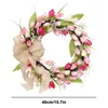 Dekorativa blommor Mothers Day Wreath 40cm/15.74 tum färgglada ytterdörr blomma rosa tulpan bondgårdhängare hemdekorationer