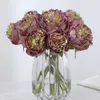 Dried Flowers Wedding Holding Autumn Blue Artificial Peony Bouquet Fake Home Living Room Dining Table Decoration High Quality