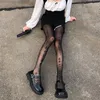 Kvinnliga strumpor lolita alfabetet strumpbyxor jk flickor tights japanska karaktärer transparent kroppsformande botten strumpor harajuku