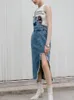 Casual Dresses 2023 Summer Fashion Sweet Cool Style Tassel Slitt Asymmetrical Denim One Shoulder Strap Dress Women's Clothing