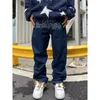 Męski dżinsy Letter Drukuj gwiazda Y2K dżinsy amerykański styl Hip Hip High talia luźna warstwowa warstwowa prosta suwak mody Trend 230612