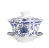 Tea Tureen 300 ml kości Chiny Ceramiczne niebiesko -białe okładka miska herbata herbata kubek trzy miski