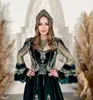 Hunter Green Velvet Turkey Kaftan Evening Occasion Dresses Tassel Beaded Applique Afghan Dubai Long Sleeve Prom Occasion Gown