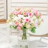 Gedroogde bloemen Mooie roze zijde Kunstmatige roos Klein boeket Bruiloft Thuisfeest DIY Decoratie Nepbloem Witte tafelarrangement