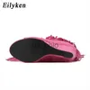 Sandalen Eilyken Designer Fringe Wiggen Boot Sandalen Vrouw Hoge Hakken Open Teen Party Prom Schoenen 2023 Sexy Rits Vrouwelijke pompen J230612